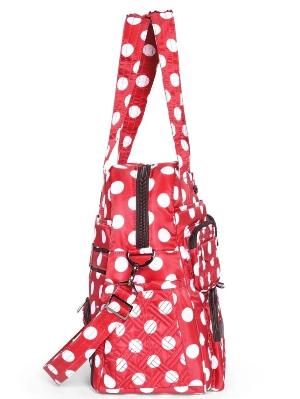 lug Red and White Polka Dot Quilted Tote Bag